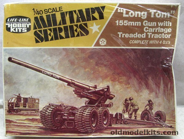 Life-Like 1/40 Long Tom 155mm Gun with Carriage and High Speed Tractor (ex-Adams), 09660 plastic model kit